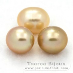 Lote de 3 Perlas de Australia Semi-Barrocas C 9.8 mm