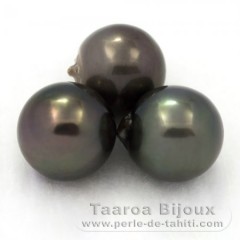 Lote de 3 Perlas de Tahiti Semi-Barrocas D de 12.5 a 12.7 mm