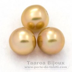Lote de 3 Perlas de Australia Semi-Redondas C de 9.7 a 9.9 mm