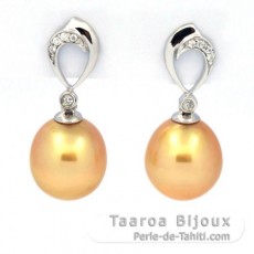 Aretes de Plata y 2 Perlas de Australia Semi-Barrocas C 10.3 mm