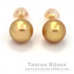 Aretes de Oro 18Kl y 2 Perlas de Australia Semi-Barrocas B 8 mm