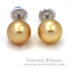 Aretes de Plata y 2 Perlas de Australia Redondas B y C 9.6 mm