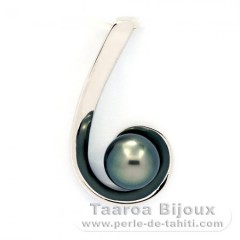 Colgante de Plata y 1 Perla de Tahiti Redonda C 8.3 mm