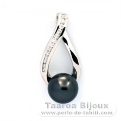 Colgante de Plata y 1 Perla de Tahiti Redonda C 8.2 mm