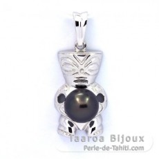 Colgante de Plata y 1 Perla de Tahiti Redonda C 8.3 mm