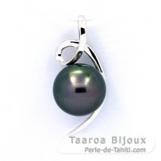 Colgante de Oro blanco 18Kl y 1 Perla de Tahiti Redonda B 9.4 mm