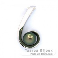 Colgante de Plata y 1 Perla de Tahiti Redonda C 8.7 mm