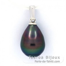 Colgante de Plata y 1 Perla de Tahiti Semi-Barroca B 9.3 mm