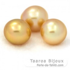 Lote de 3 Perlas de Australia Semi-Barrocas A+ de 10.1 a 10.4 mm