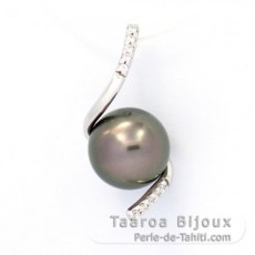 Colgante de Plata y 1 Perla de Tahiti Redonda C 9.3 mm