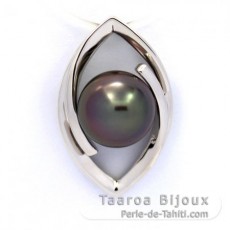 Colgante de Plata y 1 Perla de Tahiti Redonda C 8.9 mm