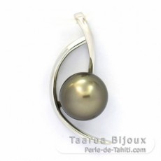 Colgante de Plata y 1 Perla de Tahiti Redonda C 8.5 mm