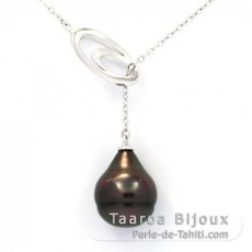 Collar de Plata y 1 Perla de Tahiti Anillada B 10.7 mm