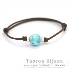 Pulsera de Algodn y 1 Larimar - 10.7 mm - 2.7 gr