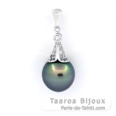 Colgante de Plata y 1 Perla de Tahiti Semi-Barroca B 10.6 mm