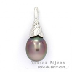 Colgante de Plata y 1 Perla de Tahiti Semi-Barroca B 10 mm