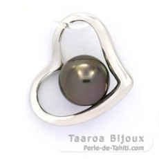 Colgante de Plata y 1 Perla de Tahiti Redonda C 8 mm