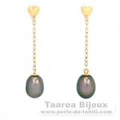 Aretes de Oro 18Kl y 2 Keishis de Tahiti