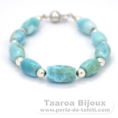 Pulsera de 9 cuentas de larimar - 18.5 cm - 13.4 gr