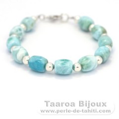 Pulsera de 11 cuentas de larimar - 18 cm - 11.6 gr