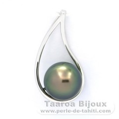 Colgante de Plata y 1 Perla de Tahiti Redonda C 10.4 mm