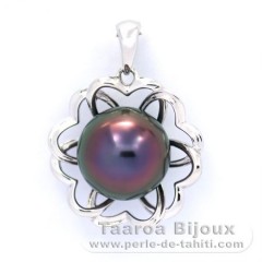 Colgante de Plata y 1 Perla de Tahiti Semi-Barroca B 10.5 mm