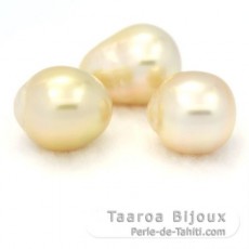 Lote de 3 Perlas de Australia Semi-Barrocas A+ de 12.3 a 12.5 mm