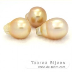 Lote de 3 Perlas de Australia Semi-Barrocas C de 12.6 a 12.9 mm