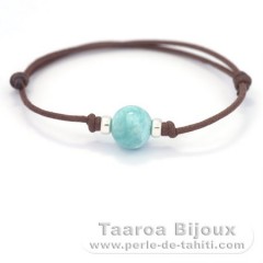 Pulsera de Algodn y 1 Larimar - 11.3 mm - 2.5 gr