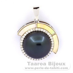 Colgante de Plata y 1 Perla de Tahiti Semi-Barroca C 12.7 mm