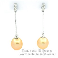 Aretes de Plata y 2 Perlas de Australia Semi-Barrocas C 9.4 mm