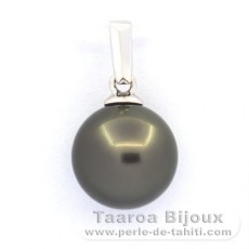 Colgante de Oro blanco 18Kl y 1 Perla de Tahiti Redonda B 8.9 mm
