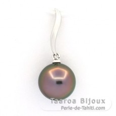 Colgante de Oro blanco 18Kl y 1 Perla de Tahiti Redonda B 9.8 mm