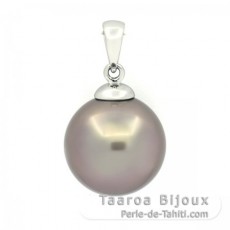 Colgante de Oro blanco 18Kl y 1 Perla de Tahiti Redonda B 13.6 mm