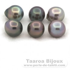 Lote de 6 Perlas de Tahiti Semi-Barrocas C de 9.7 a 9.9 mm