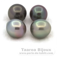 Lote de 4 Perlas de Tahiti Semi-Barrocas C de 9 a 9.4 mm