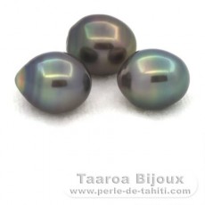 Lote de 3 Perlas de Tahiti Semi-Barrocas B de 9.5 a 9.8 mm