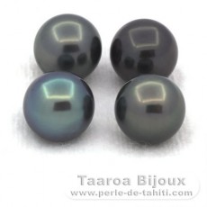 Lote de 4 Perlas de Tahiti Redondas C de 9.5 a 9.6 mm
