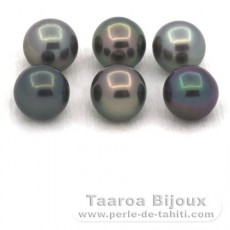 Lote de 6 Perlas de Tahiti Redondas y Semi-Redondas C de 8.5 a 8.6 mm
