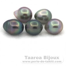Lote de 5 Perlas de Tahiti Semi-Barrocas B de 9 a 9.4 mm