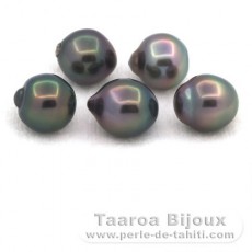 Lote de 5 Perlas de Tahiti Semi-Barrocas B de 9.5 a 9.6 mm