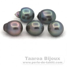 Lote de 5 Perlas de Tahiti Semi-Barrocas C de 9.7 a 9.8 mm