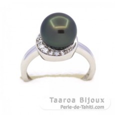 Anillo de Plata y 1 Perla de Tahiti Redonda B 9.5 mm