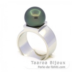 Anillo de Plata y 1 Perla de Tahiti Redonda B 10.9 mm