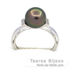 Anillo de Plata y 1 Perla de Tahiti Redonda B 9 mm