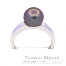 Anillo de Plata y 1 Perla de Tahiti Redonda B 9.3 mm