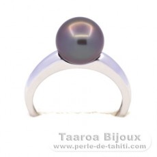 Anillo de Plata y 1 Perla de Tahiti Redonda B 9.3 mm