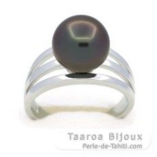 Anillo de Plata y 1 Perla de Tahiti Redonda C 10.4 mm