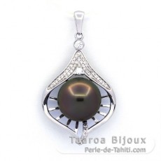 Colgante de Plata y 1 Perla de Tahiti Redonda C 11.4 mm