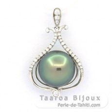 Colgante de Plata y 1 Perla de Tahiti Redonda C 11.1 mm